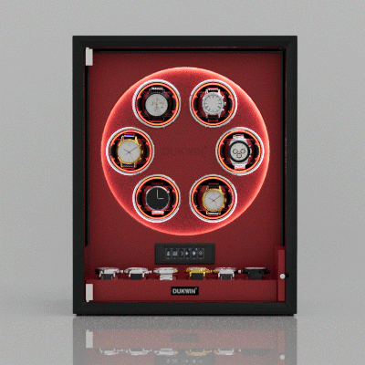 Verrouillage D'empreinte Digitale 3 Remontoirs De Montres Avec Télécommande LCD De Stockage Supplémentaire De 4 Montres - Noir