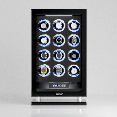 Special Edition- 12 Watch Winder with Fingerprint Unlock RGB Light LCD Touchscreen Remote  Large Watch Box