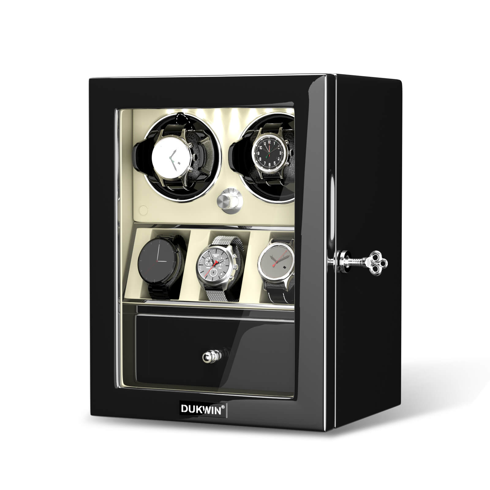 2 Watch Winders with 3 Watch Holders Jewellery Display - Off White