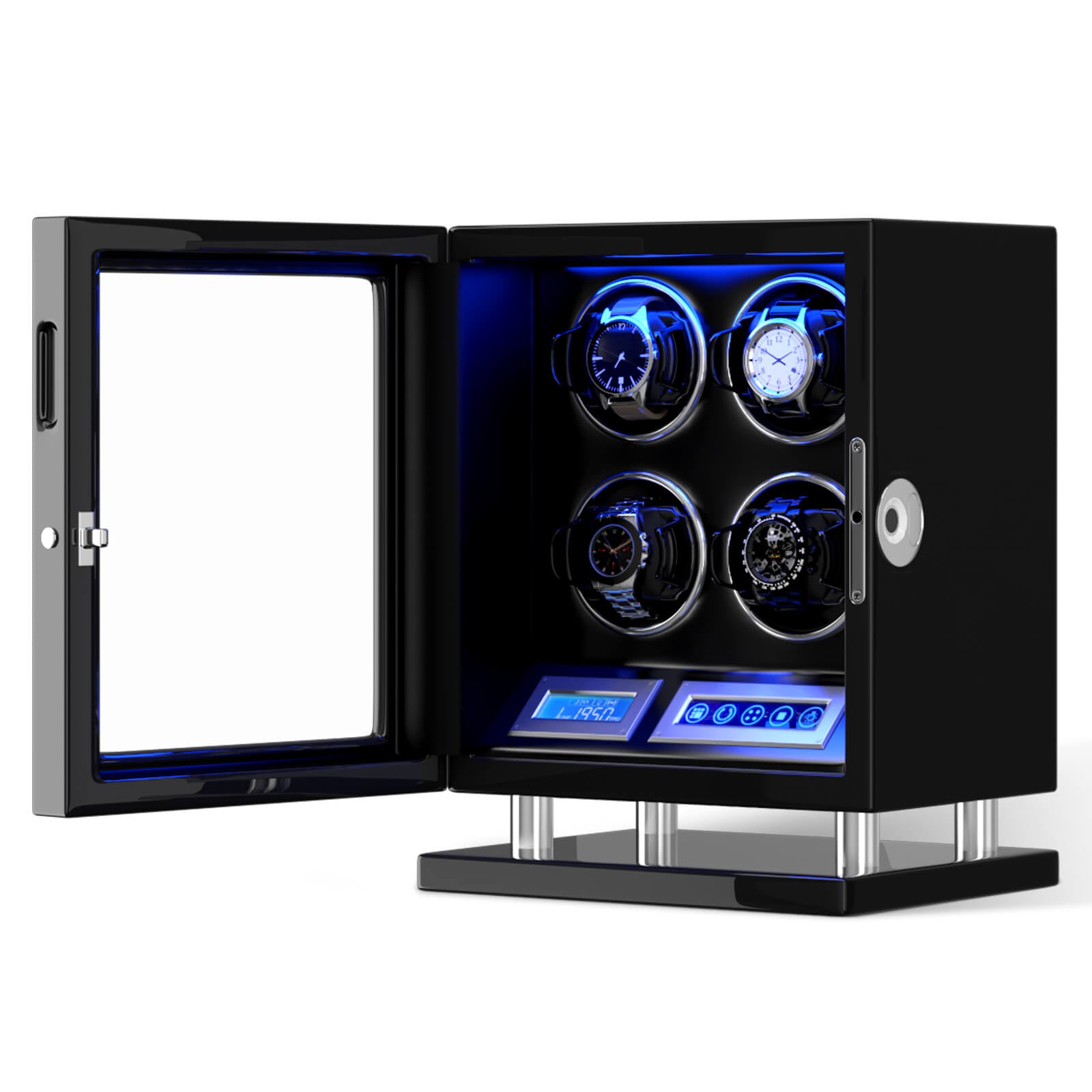 4 Watch Winders with Fingerprint Lock Unique Watch Holder