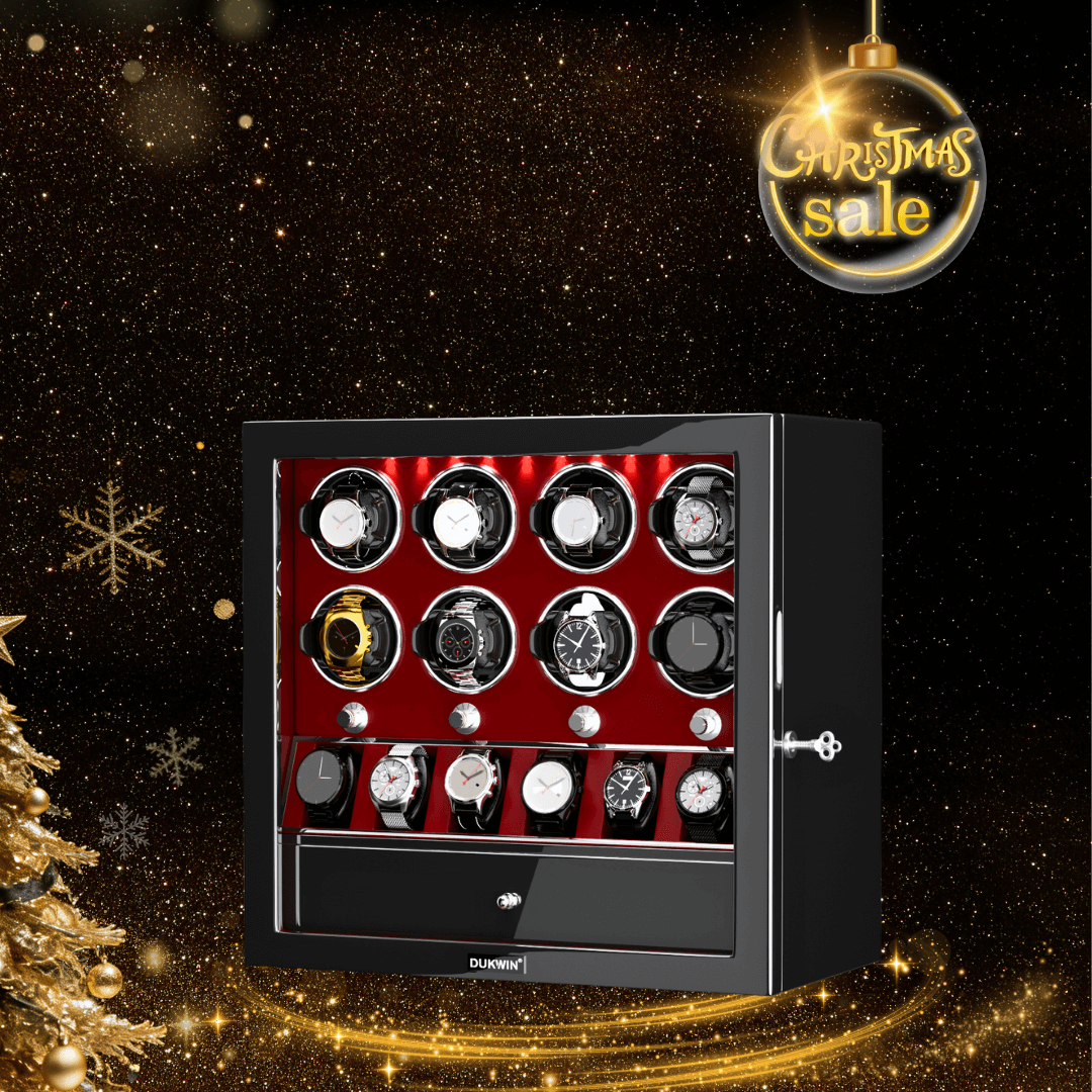 8 Watch Winders with 6 Watches Organizer Case Automatic Rotation - Red