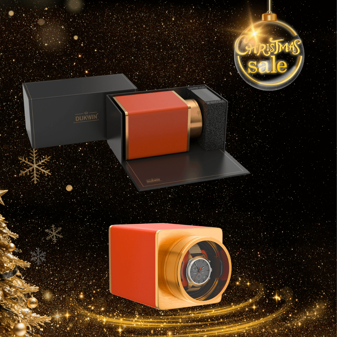 Single Watch Winder for Automatic Watches Vegan Leather Quiet Mabuchi Motors for Travel- Flame Orange