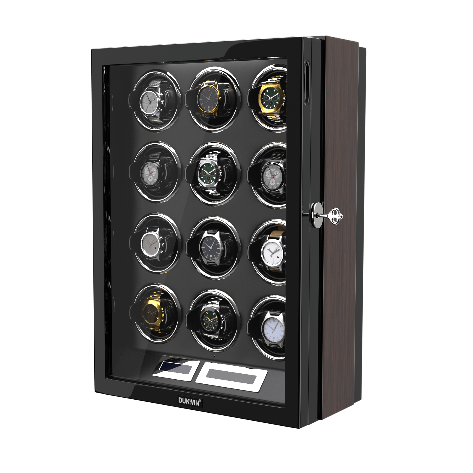 12 Watch Winder for Automatic Watches LCD Remote Control Quiet Mabuchi Motors Large Rotator