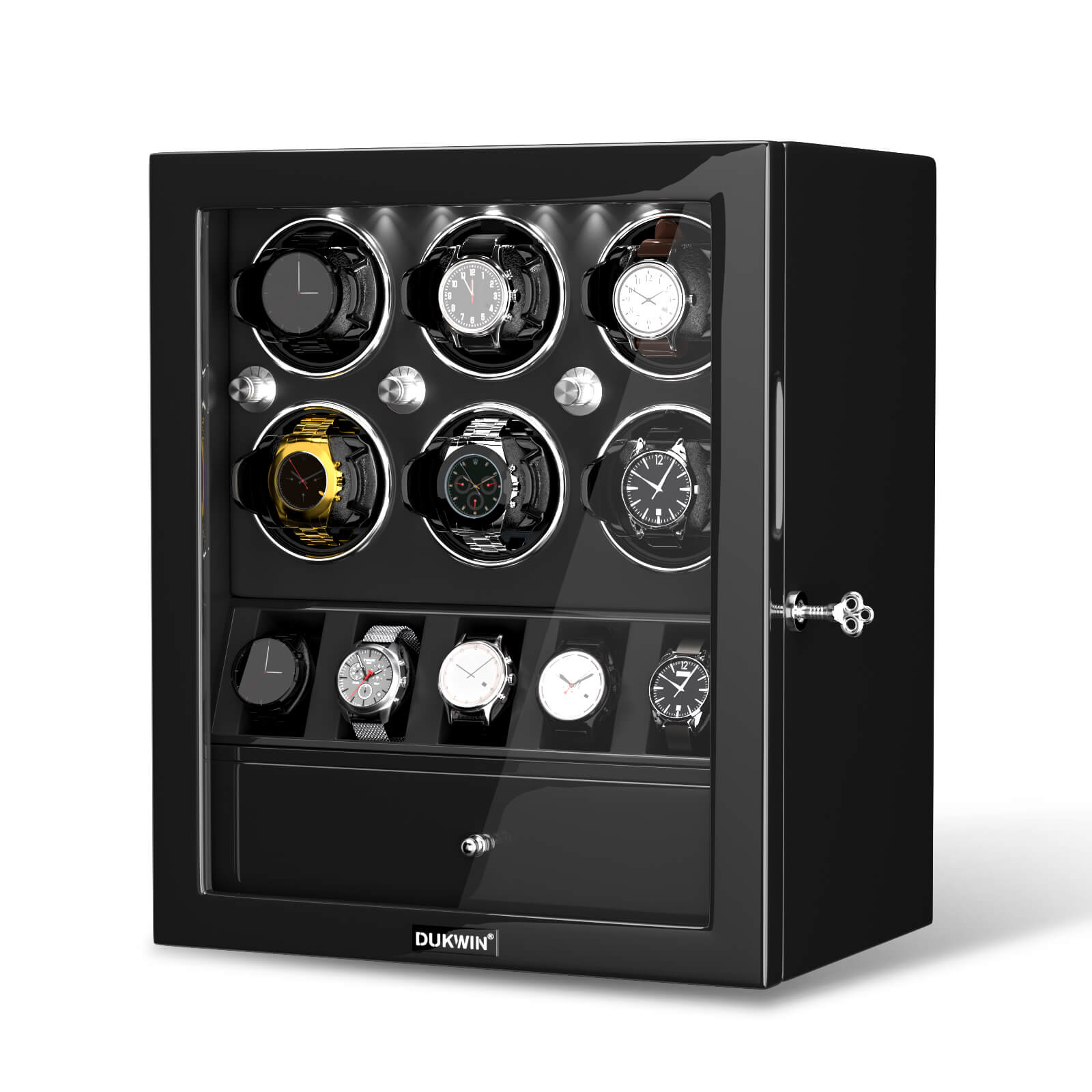 Remontoir de 6 montres compact avec 5 montres, espace de rangement, moteur Mabuchi silencieux