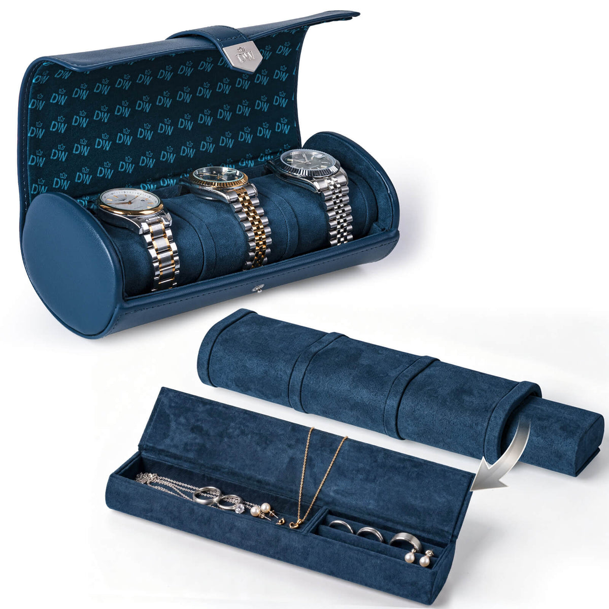 Remontoir 6 + 6 montres avec rangements supplémentaires Aurora Blue Light