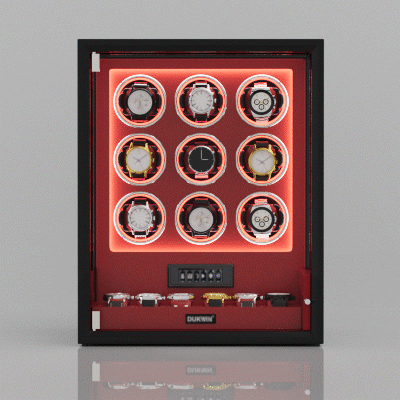 Verrouillage D'empreinte Digitale 3 Remontoirs De Montres Avec Télécommande LCD De Stockage Supplémentaire De 4 Montres - Noir