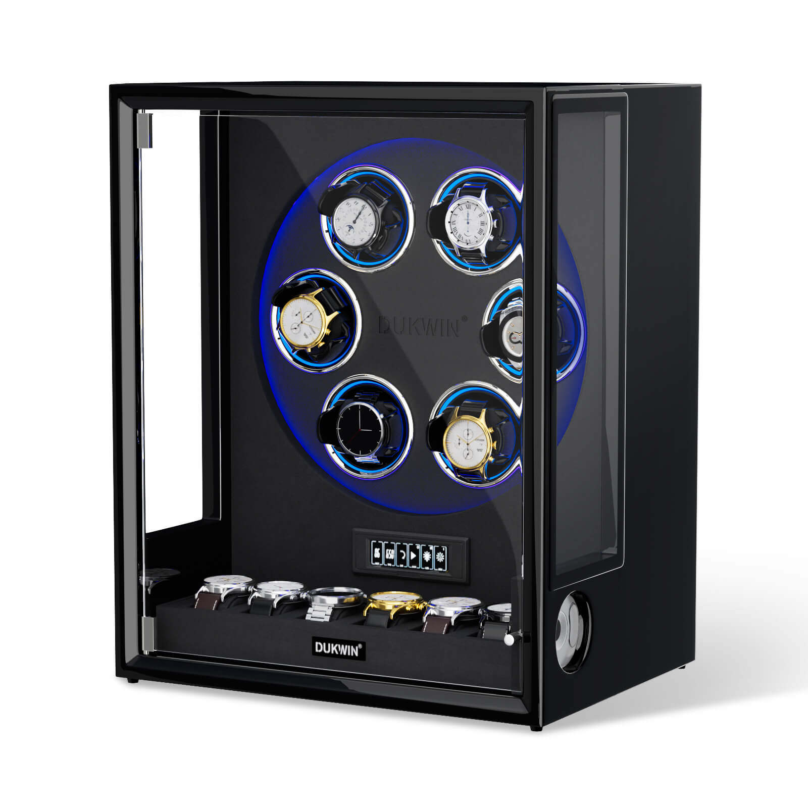 Watch Winder with Fingerprint Unlock RGB Lighting One-of-a-kind Patented Design