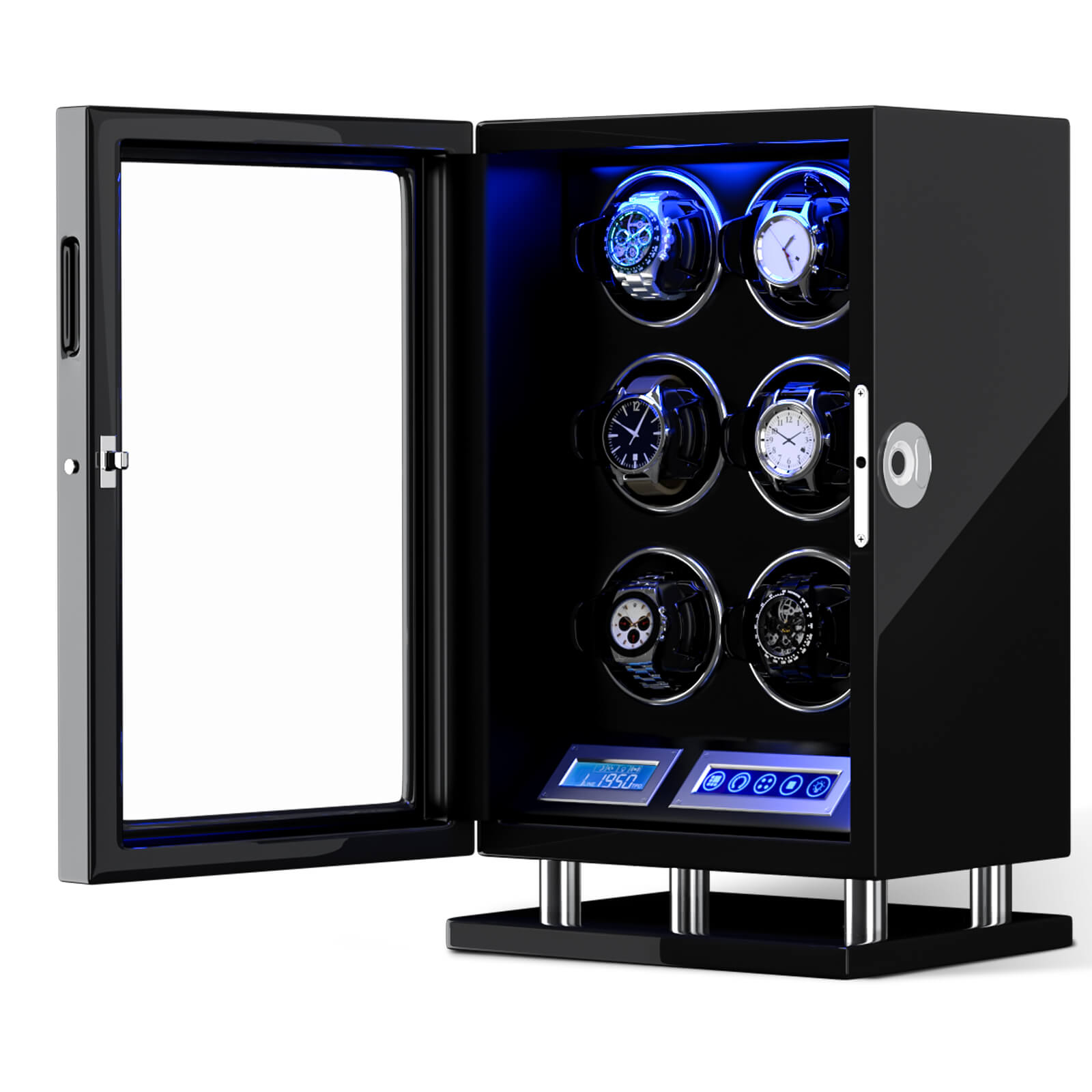 6 Watch Winders with Fingerprint Lock Unique Watch Holder