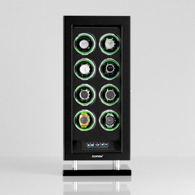Édition spéciale - Remontoir de 8 montres avec entrée d'empreintes digitales, lumière RVB, télécommande LCD