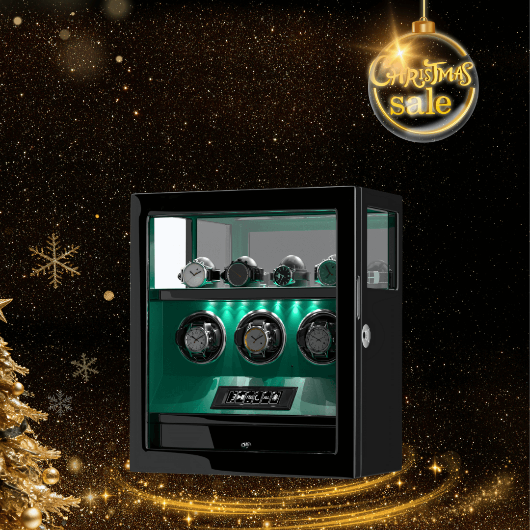 Verrouillage D'empreintes Digitales 3 Remontoirs De Montres Avec Télécommande LCD De Stockage De Montres Supplémentaire - Vert