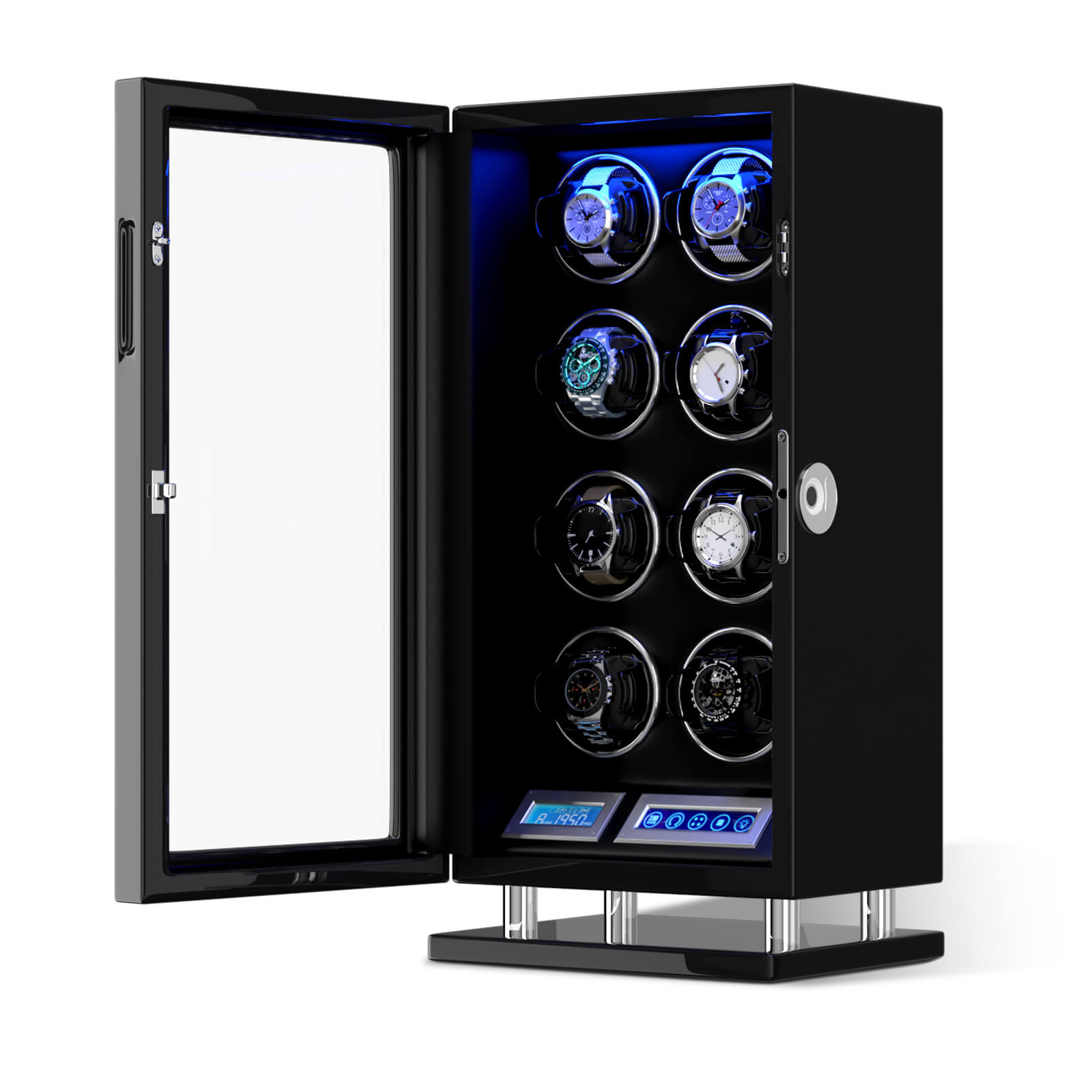 3 remontoirs de montres avec télécommande LCD à empreinte digitale, moteurs Mabuchi silencieux