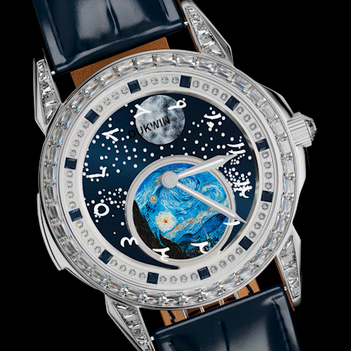 Vortex Astral - Montre Mécanique Automatique pour Hommes l Cadran Phase de Lune Nébuleuse l Affichage des 12 Signes du Zodiaque