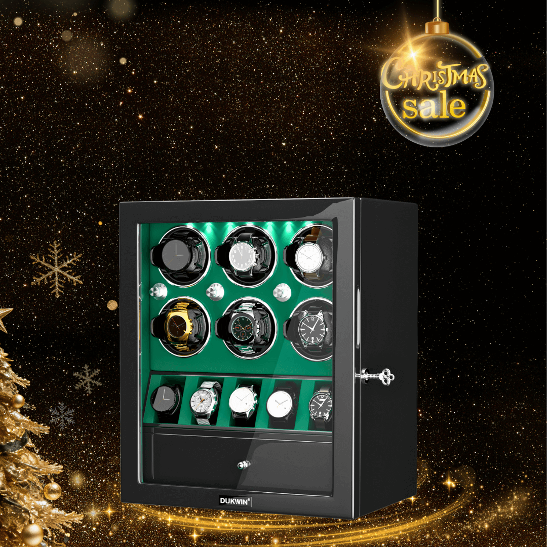 Remontoirs de montres classiques pour 6 montres automatiques avec organisateur d'affichage de 5 montres - Vert