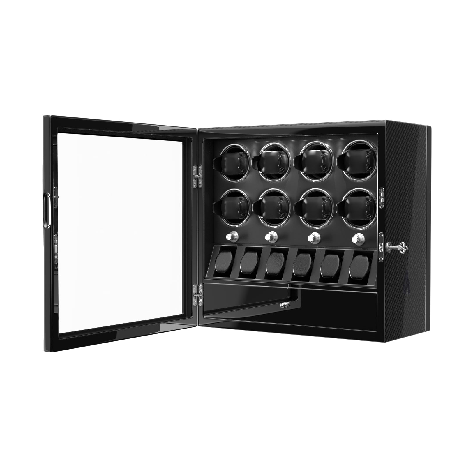 8 Watch Winders for Automatic Watches with 6 Storage Organizer Case - Carbon Fiber