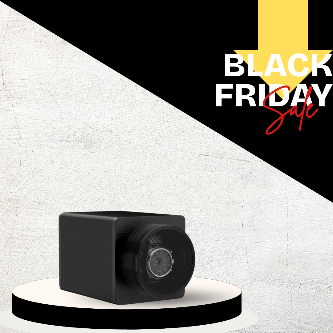 Remontoir de montre unique pour montres automatiques en cuir végétalien moteurs Mabuchi silencieux pour voyage - noir minuit