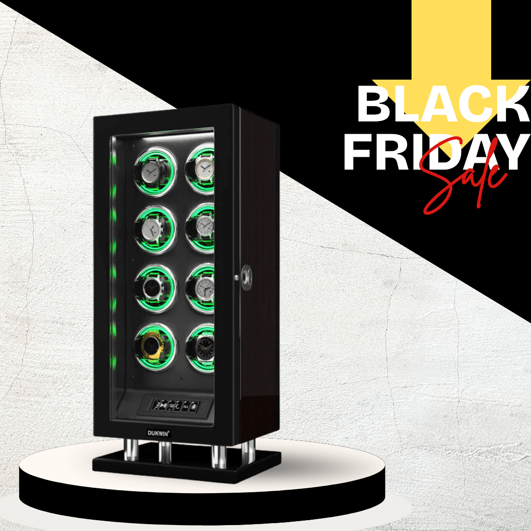 Édition spéciale - Remontoir de 8 montres avec entrée d'empreintes digitales, lumière RVB, télécommande LCD