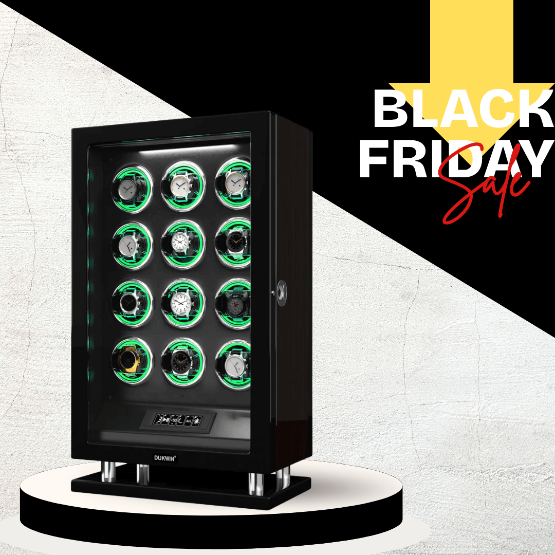 Édition spéciale - Remontoir de 12 montres avec déverrouillage par empreinte digitale, lumière RVB, écran tactile LCD, grande boîte de montre à distance