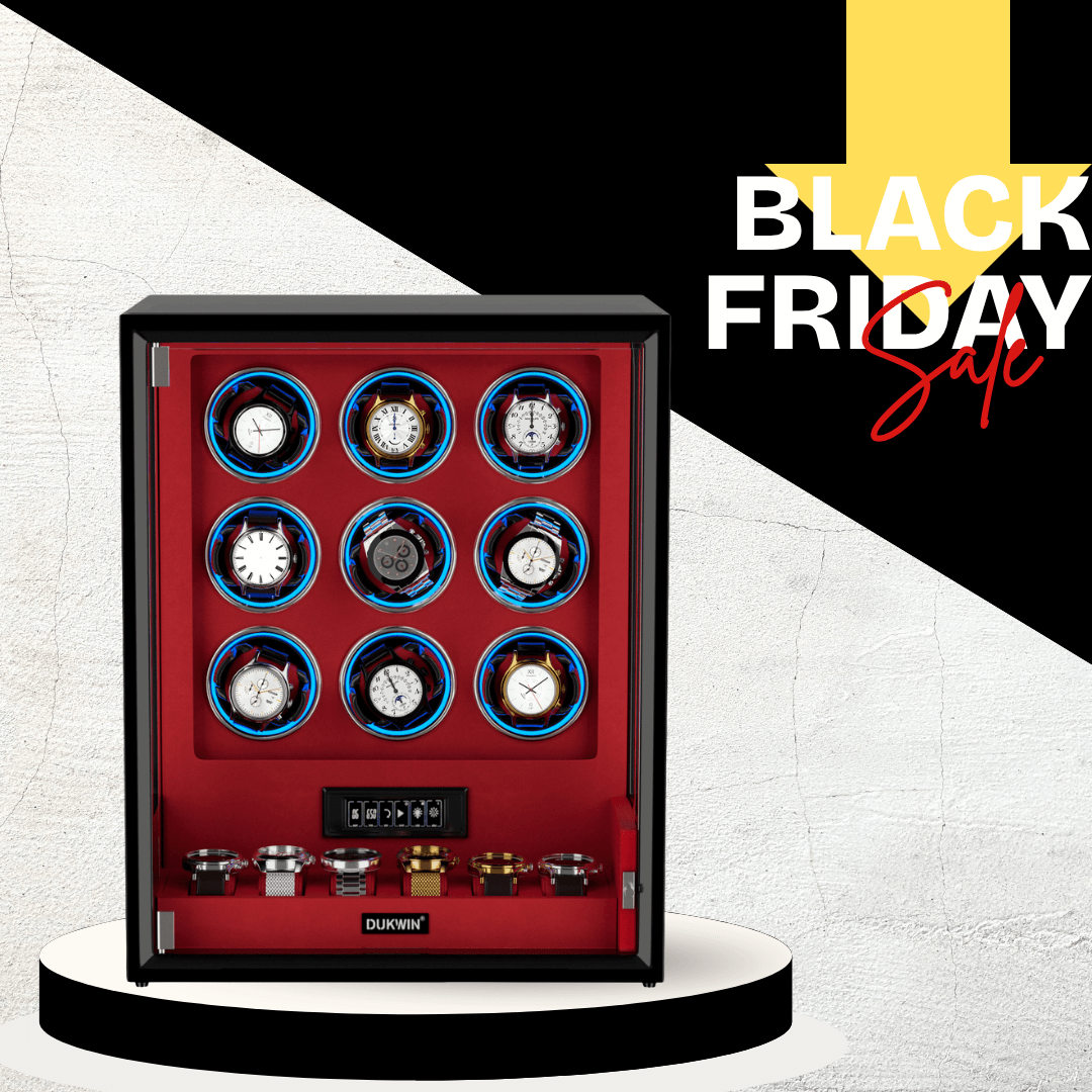 Verrouillage D'empreinte Digitale 3 Remontoirs De Montres Avec Télécommande LCD De Stockage Supplémentaire De 4 Montres - Noir