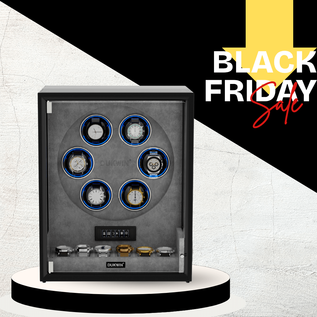 VIRTUOSO – Premium 6 Watch Winder with Fingerprint Lock & Extra Storage - Grey
