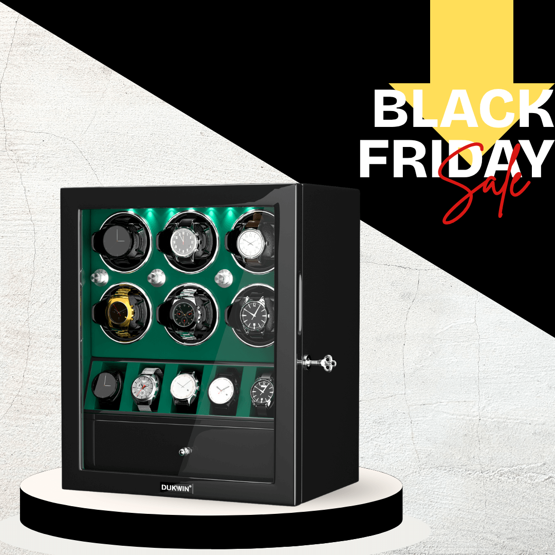 Remontoirs de montres classiques pour 6 montres automatiques avec organisateur d'affichage de 5 montres - Vert