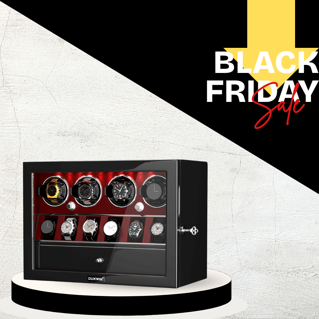 4 remontoirs de montres pour montres automatiques avec organisateur d'affichage de 6 montres - Rouge