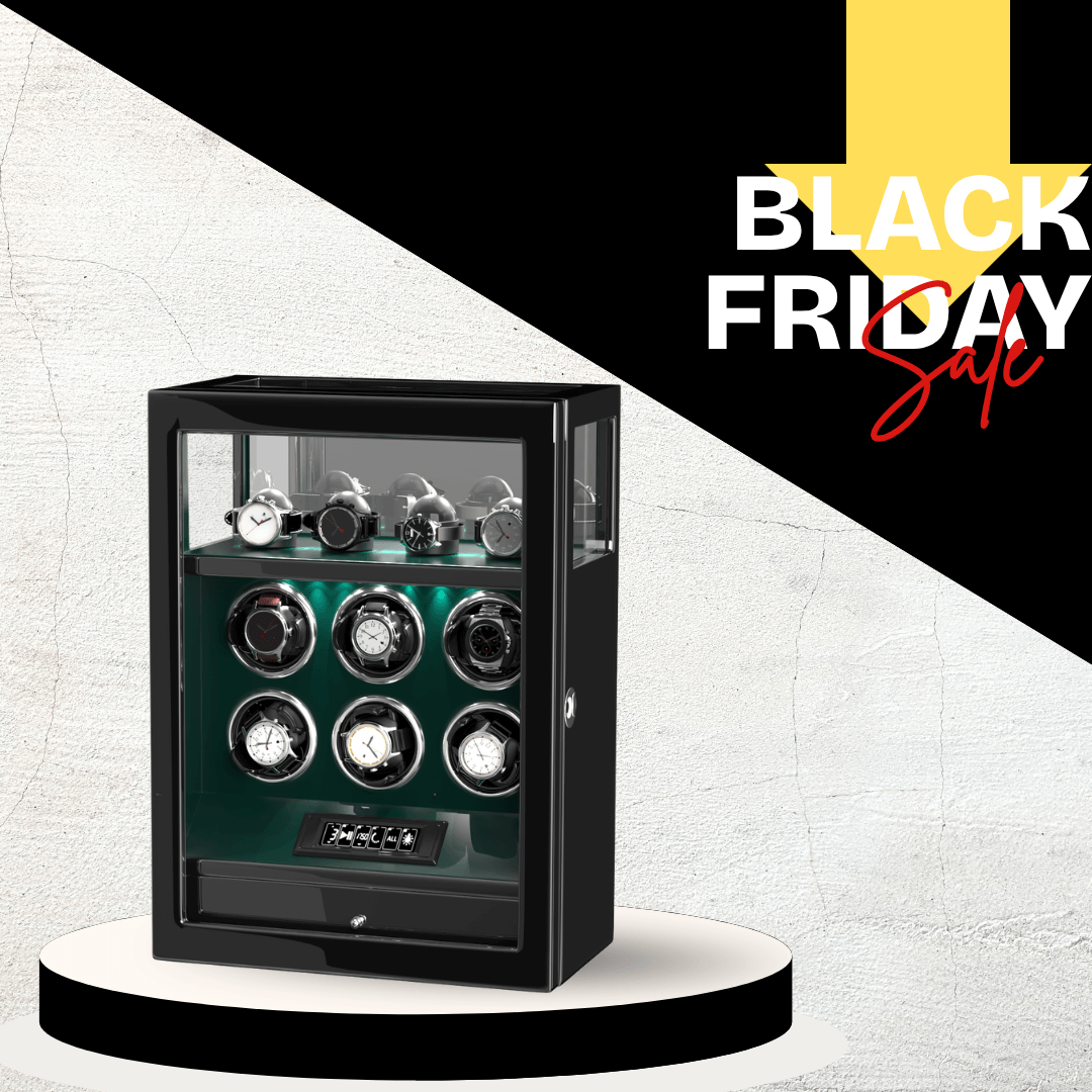 Verrouillage D'empreintes Digitales 6 Remontoirs De Montres Avec Télécommande LCD De Stockage De Montres Supplémentaires - Vert