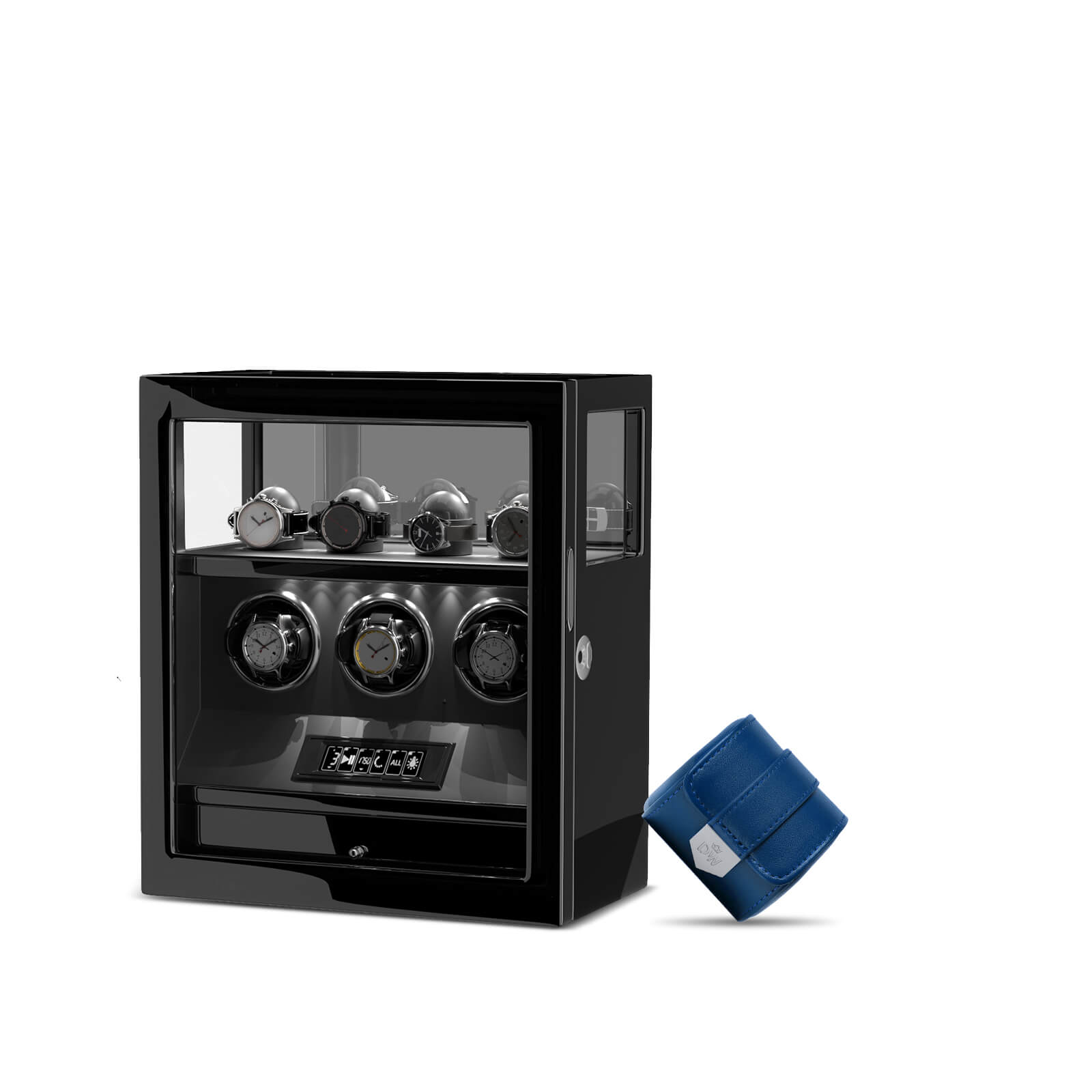 Remontoir 6 + 6 montres avec rangements supplémentaires Aurora Blue Light