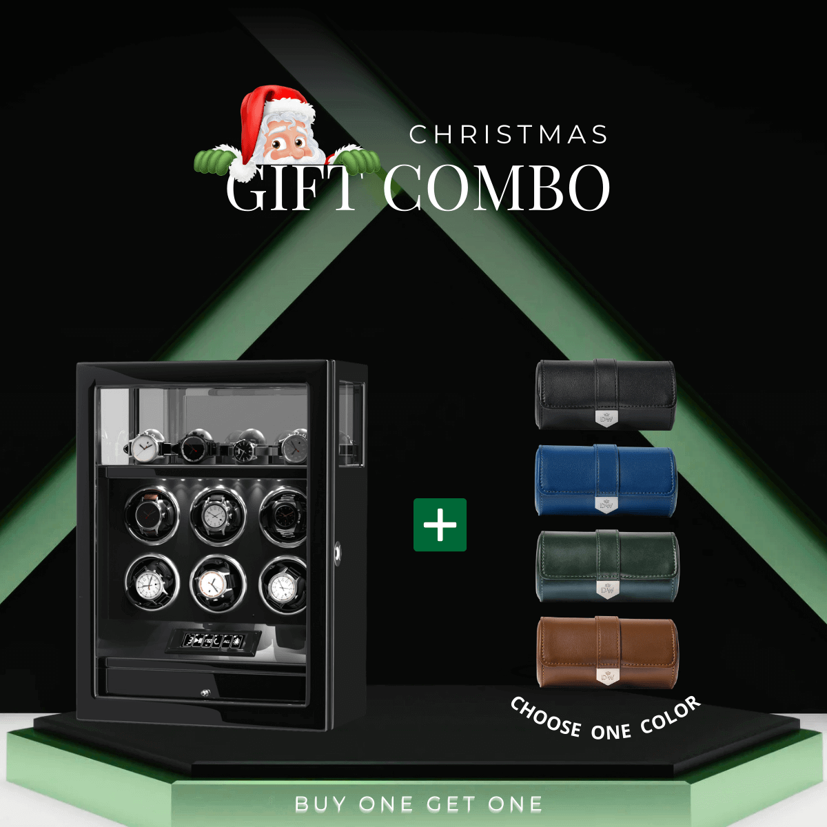 Limited Edition Gift Set: Fingerprint 6 Watch Winder + Vegan Leather Double Wacth Roll