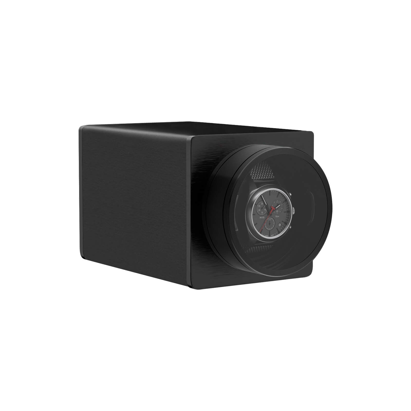 Single Watch Winder Stackable Vegan Leather Quiet Mabuchi Motors for Travel - Midnight Black