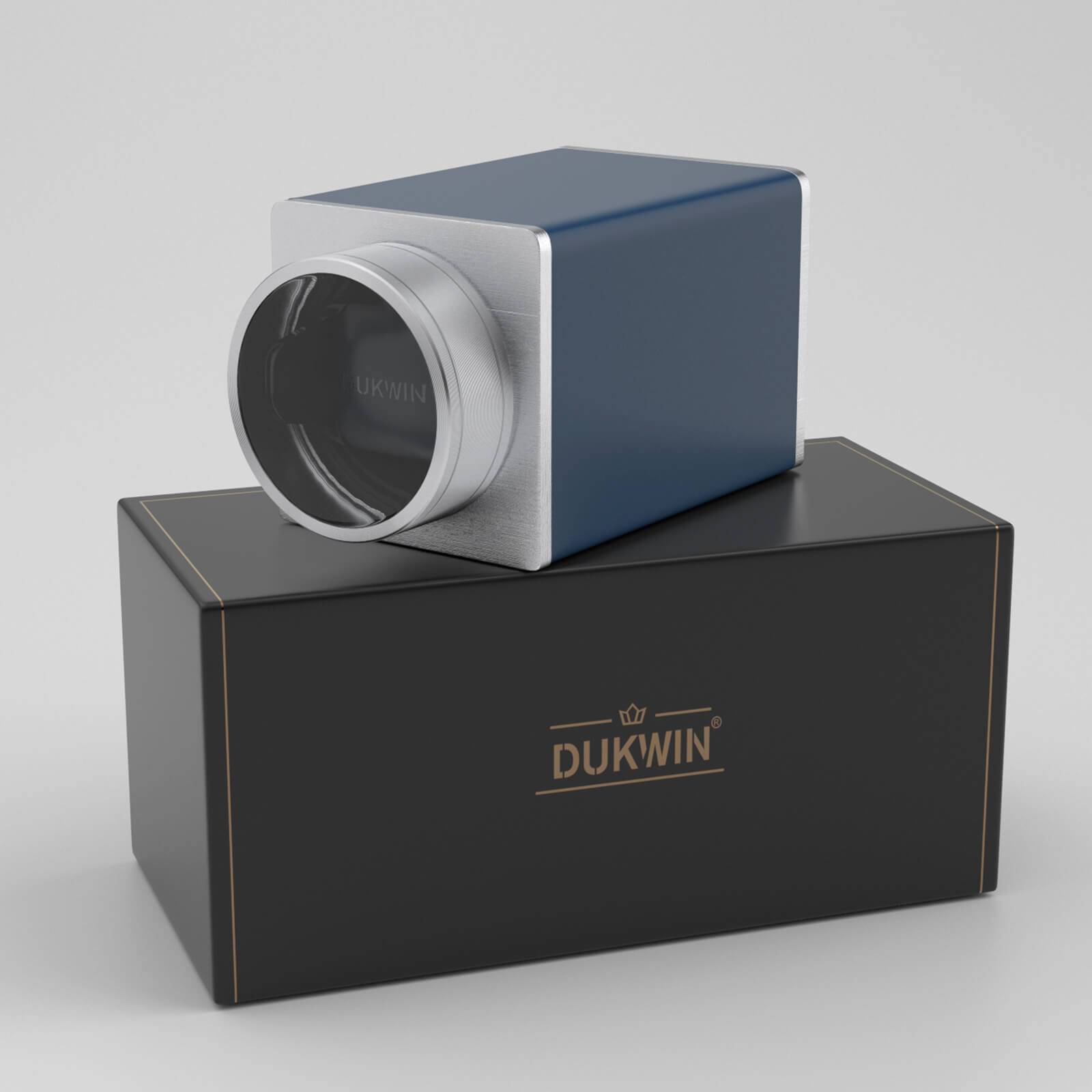 Single Watch Winder for Automatic Watches Vegan Leather Quiet Mabuchi Motors for Travel - Indigo Blue