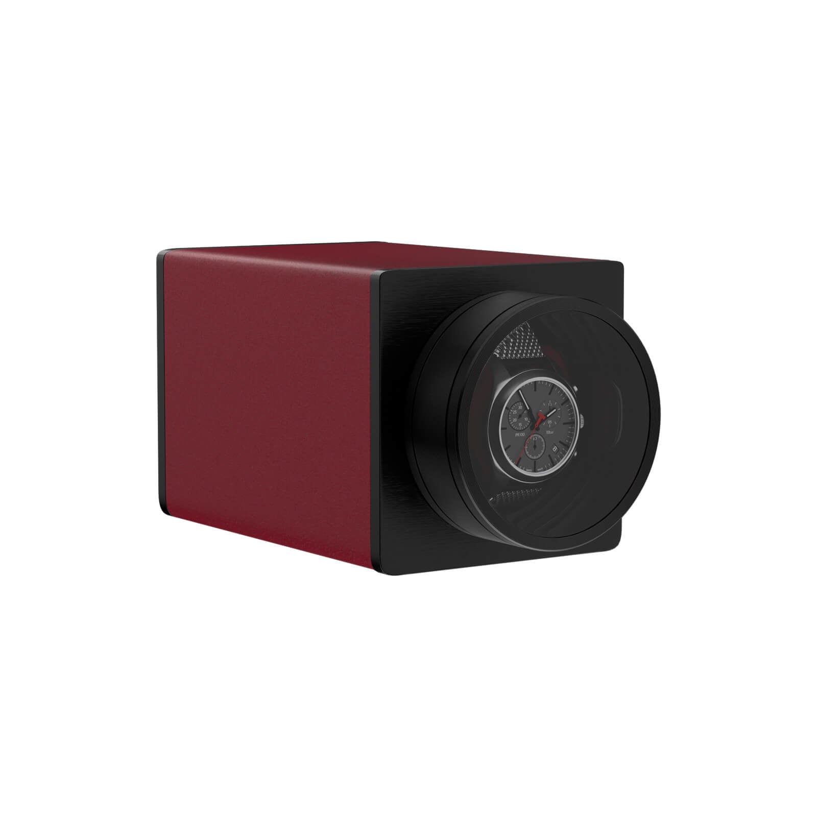Single Watch Winder for Automatic Watches Vegan Leather Quiet Mabuchi Motors for Travel - Crimson Red