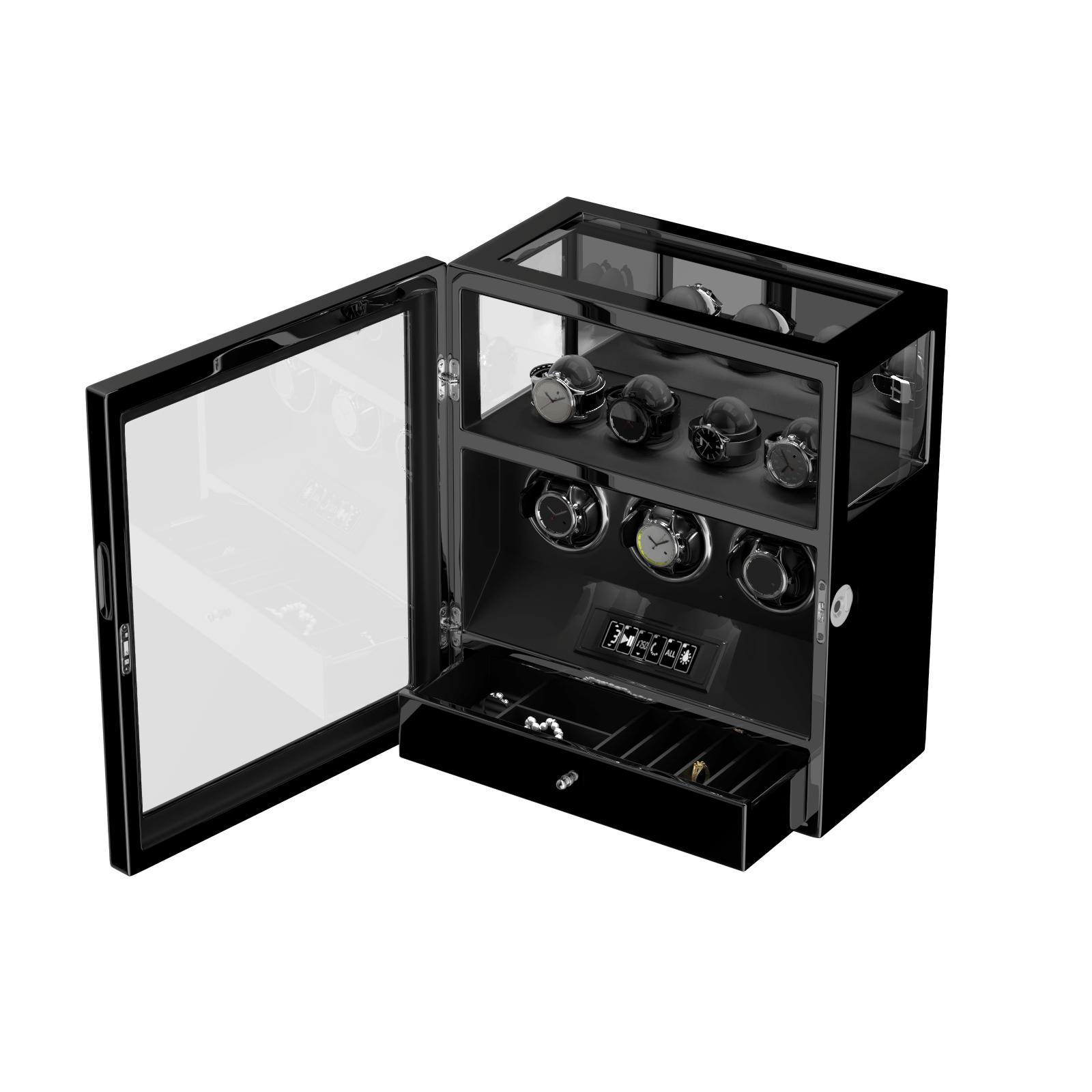 Patented Design Watch Winders with Watch Holder Fingerprint Lock Ultra Quiet Motors