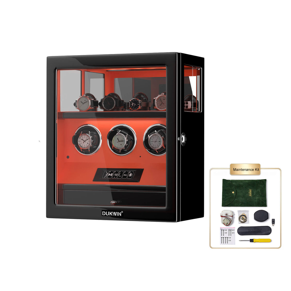 3 remontoirs de montres avec 4 supports de montre avec verrouillage par empreinte digitale - Conception brevetée