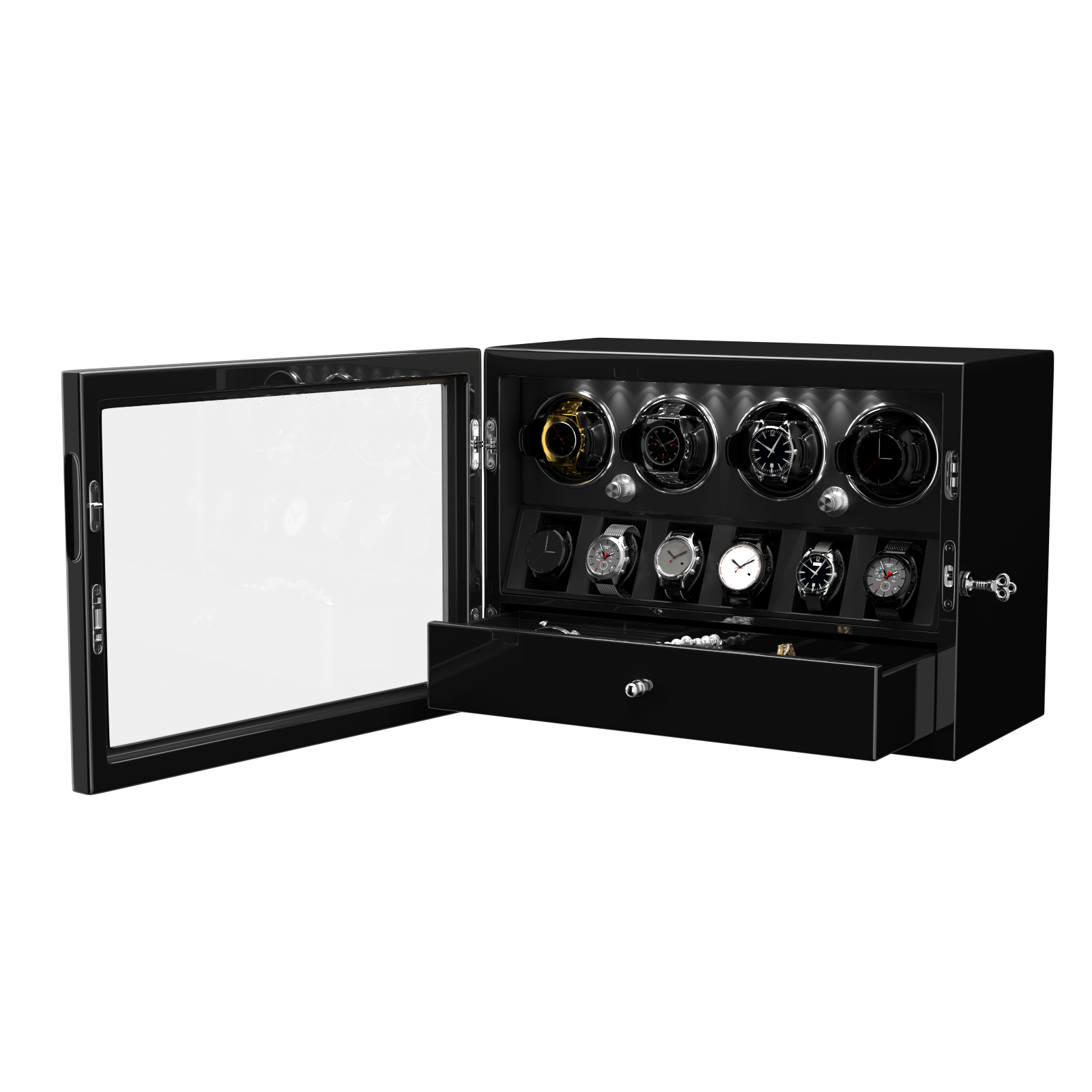 4 remontoirs de montres pour montres automatiques avec organisateur d'affichage de 6 montres