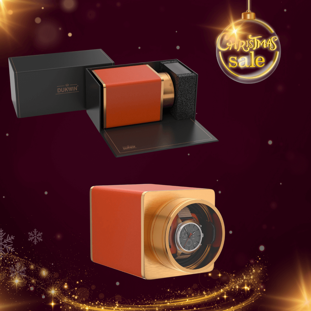 Remontoir de montre unique pour montres automatiques en cuir végétalien moteurs Mabuchi silencieux pour voyage - Orange flamme