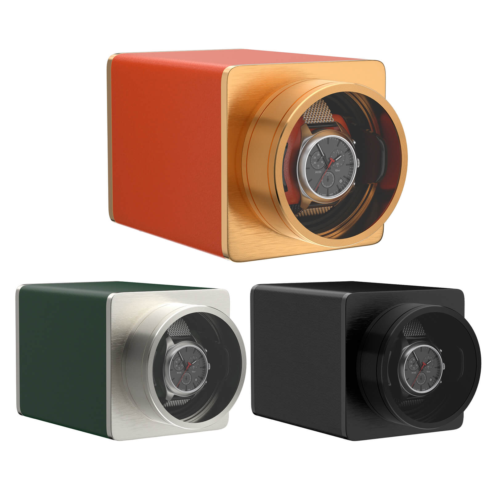 Travel Single Watch Winder Stackable Vegan Leather with Quiet Japanese Motors