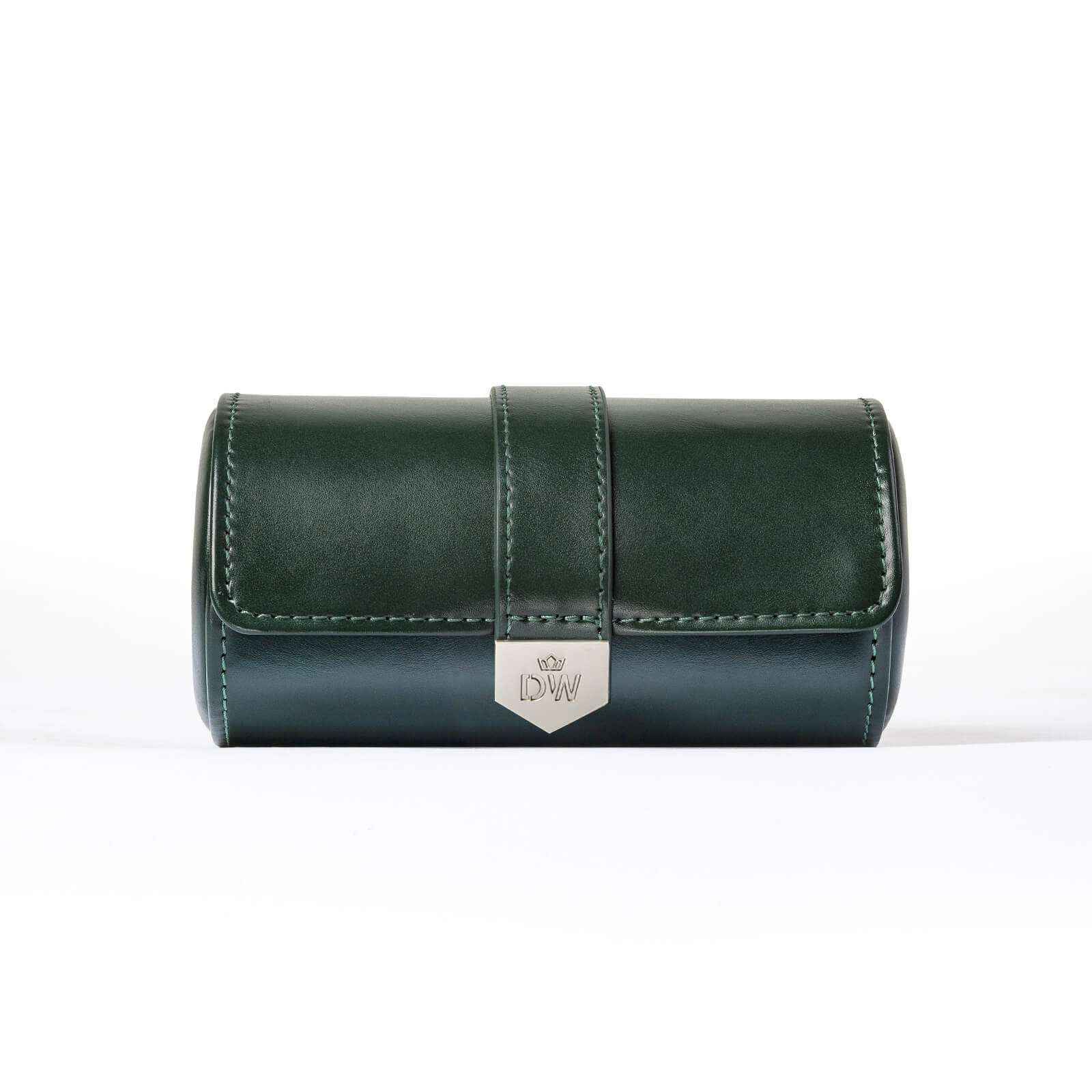 Vegan Leather Double Watch Roll Travel Case - Green