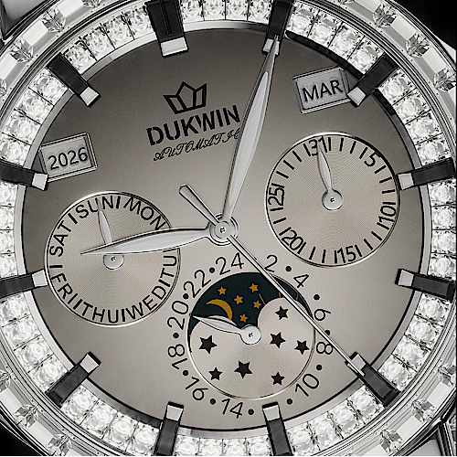 Lunar Dawn - Montre automatique mécanique pour homme - Verre saphir, calendrier complet et 5 ATM