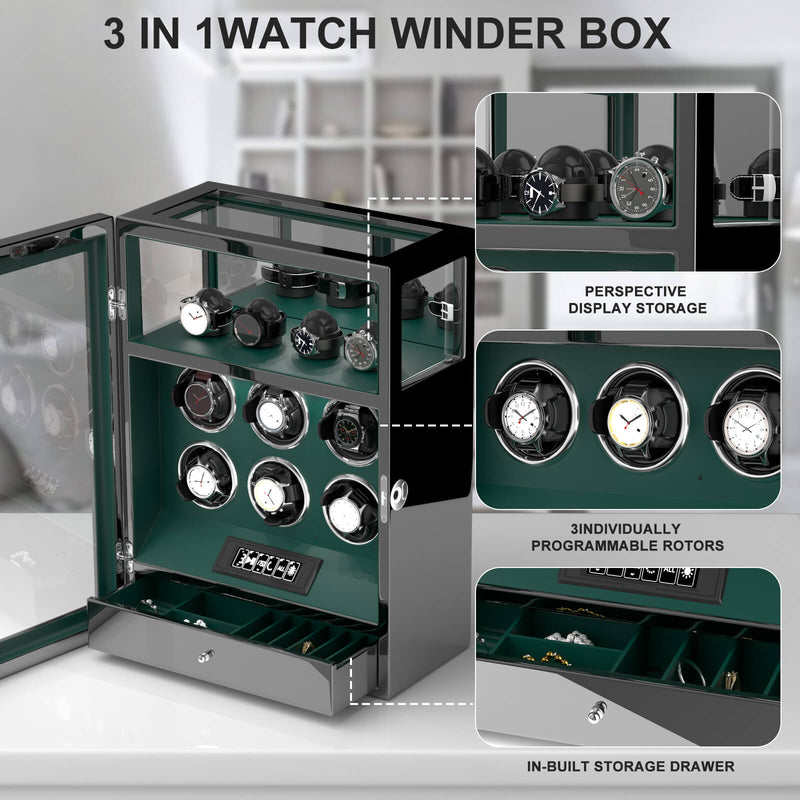 Patented design Watch Winders with Watch Holder Fingerprint Lock Ultra Quiet Motor
