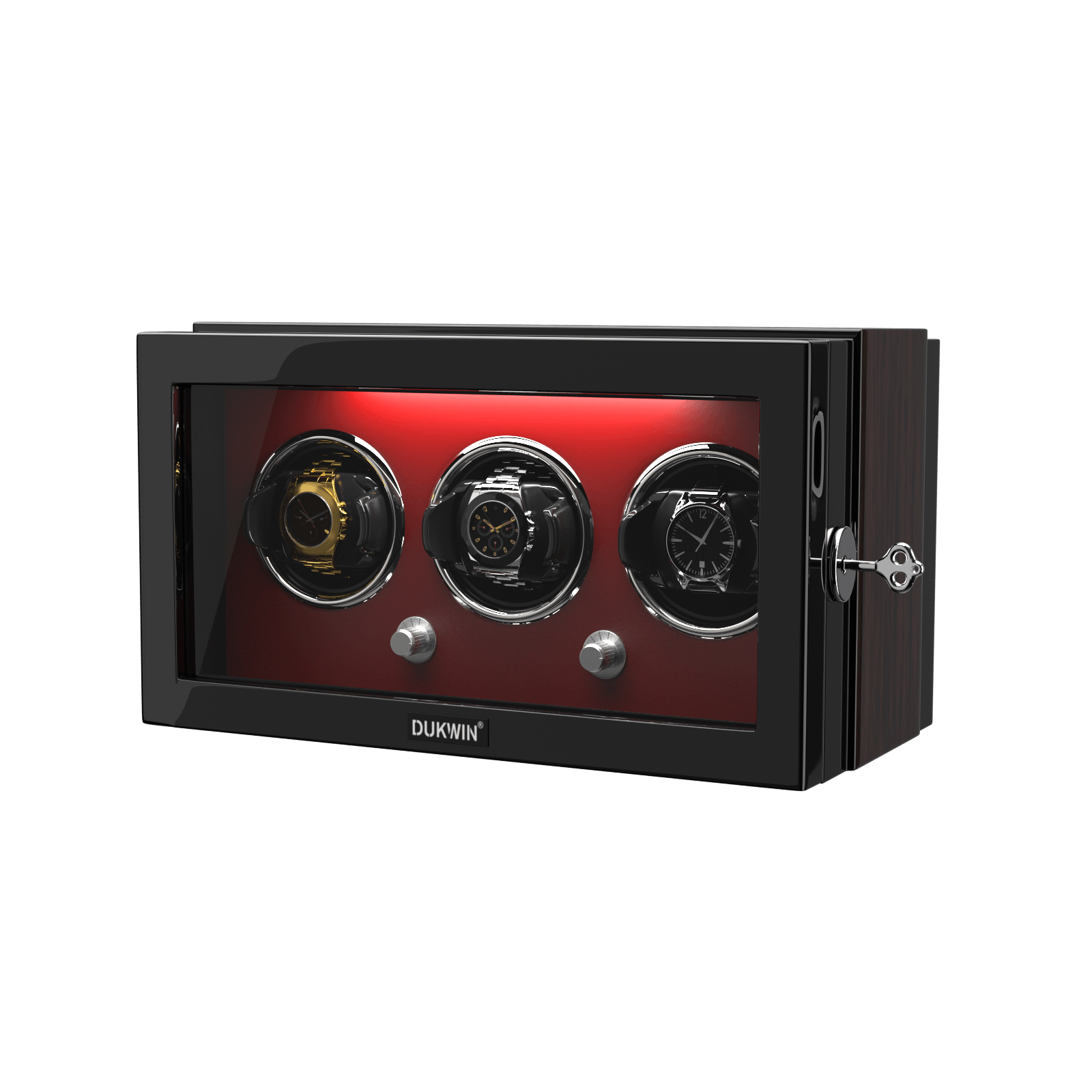 Triple Watch Winder for Automatic Watches with Quiet Mabuchi Motor -  Red