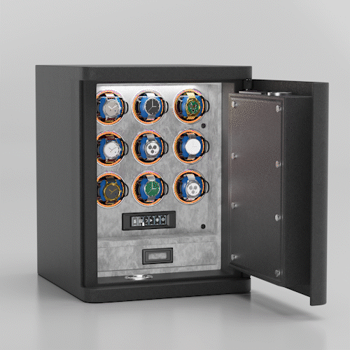 Heavy-Duty 9 Watch Safe – Full-Steel with Digital Keypad Lock & Fingerprint Access & Integrated Storage Drawer