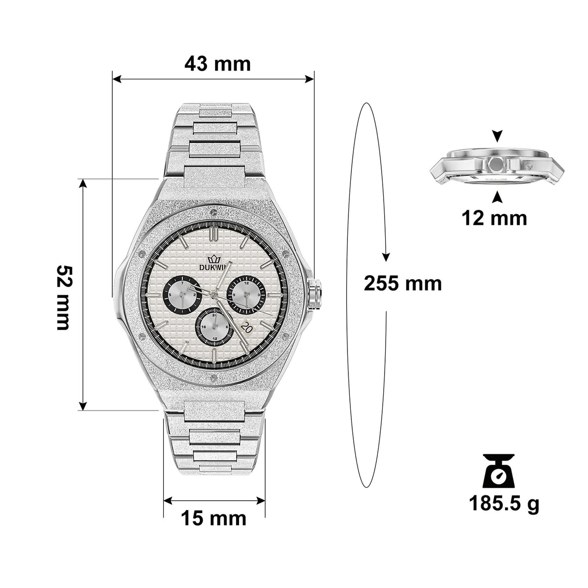 Regal Baron - Montre Automatique Homme Acier Texture Givre Scintillant Cadran Blanc Miyota 9120