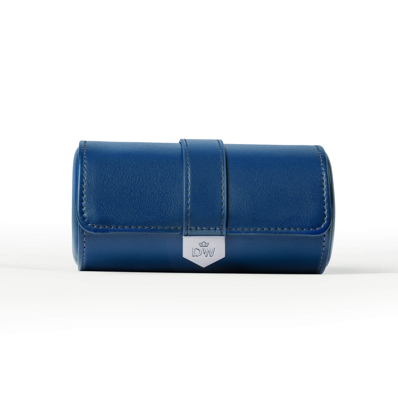 Vegan Leather Double Watch Roll Travel Case - Blue