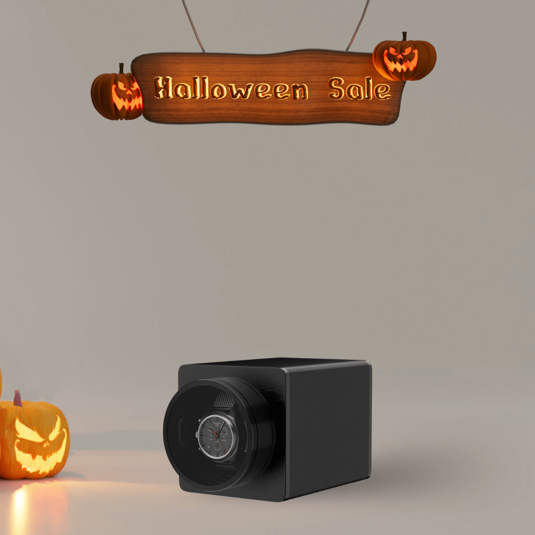 Single Watch Winder for Automatic Watches Vegan Leather Quiet Mabuchi Motors for Travel- Midnight Black