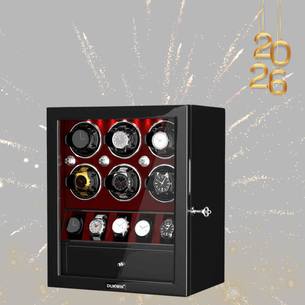 Classic 6 Watch Winders for Automatic Watches with 5 Watches Display Organizer - Red