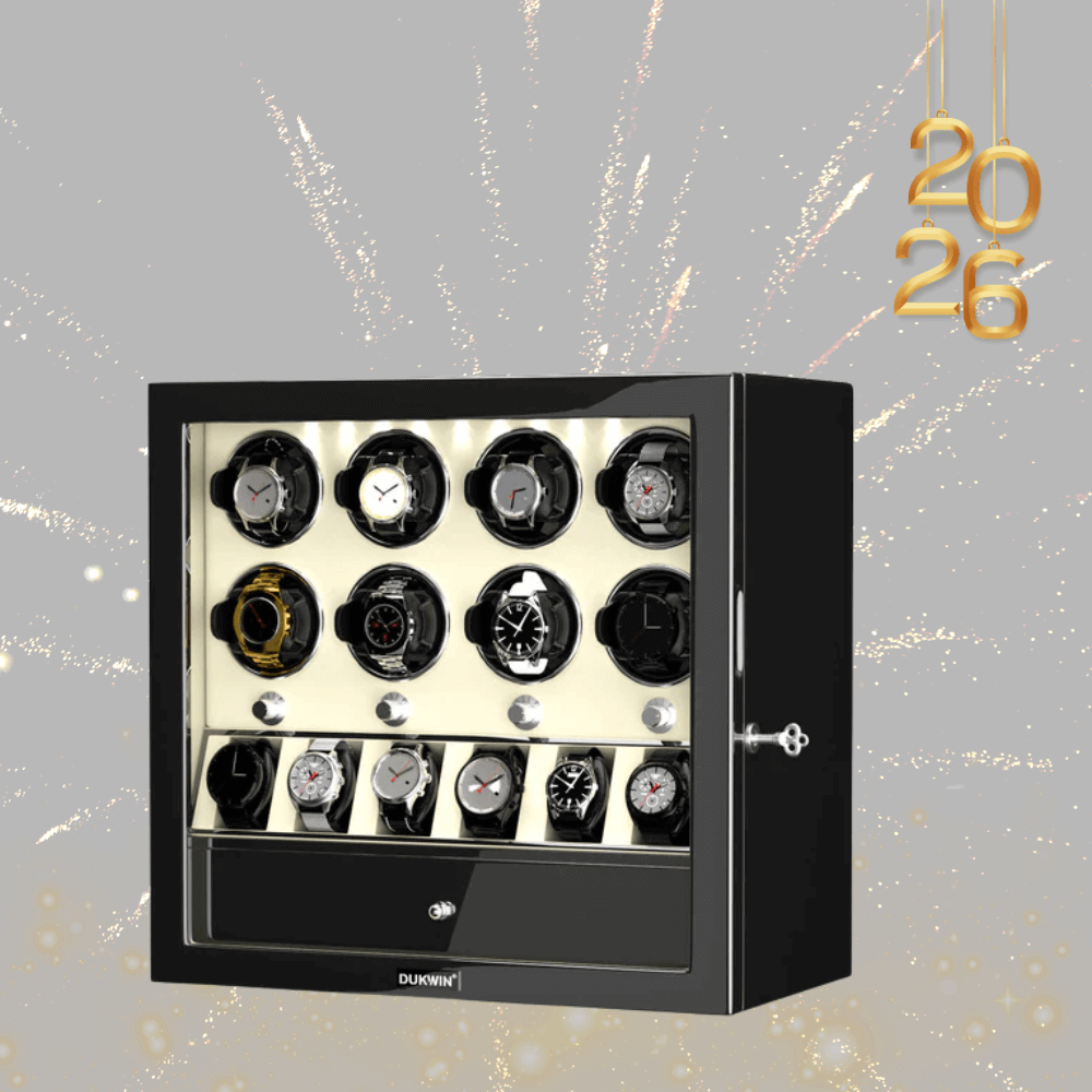 Compact 8 Watch Winders with 6 Watches Large Storage Space Quiet Mabuchi Motor - Off-white