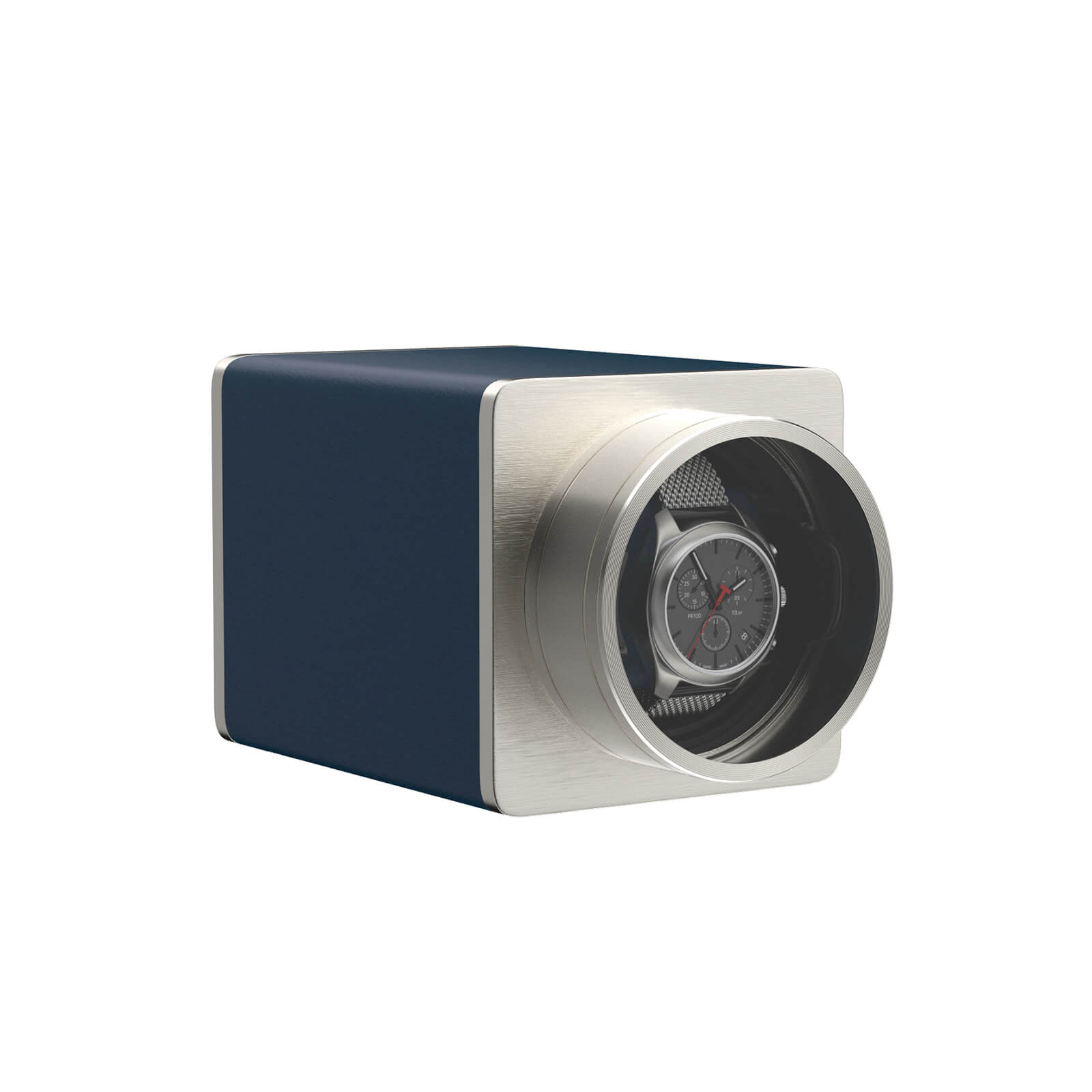 Single Watch Winder for Automatic Watches Vegan Leather Quiet Mabuchi Motors for Travel- Blue