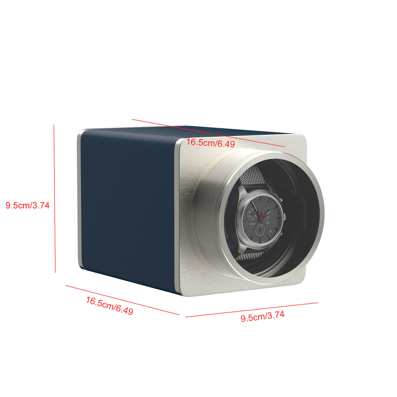 Single Watch Winder for Automatic Watches Vegan Leather Quiet Mabuchi Motors for Travel- Blue