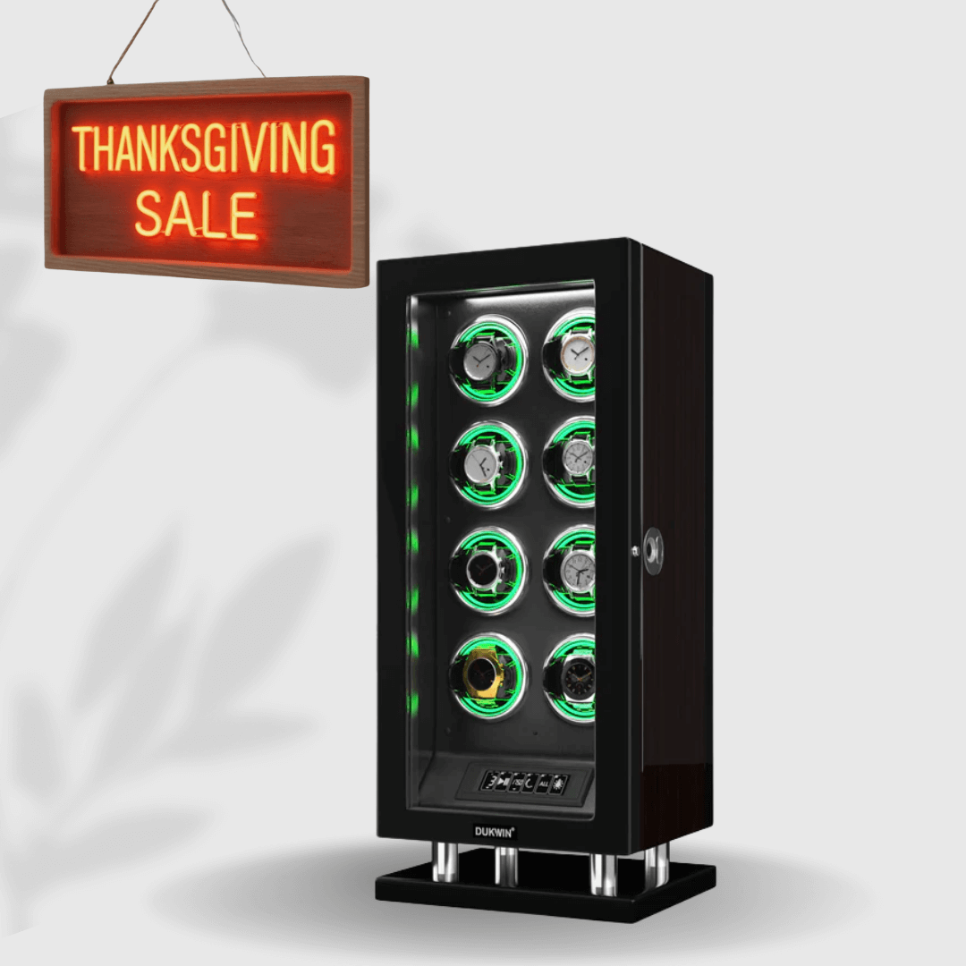 Édition spéciale - Remontoir de 8 montres avec entrée d'empreintes digitales, lumière RVB, télécommande LCD