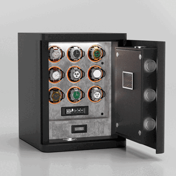 Heavy-Duty 9 Watch Safe – Full-Steel with Digital Keypad Lock & Fingerprint Access & Integrated Storage Drawer